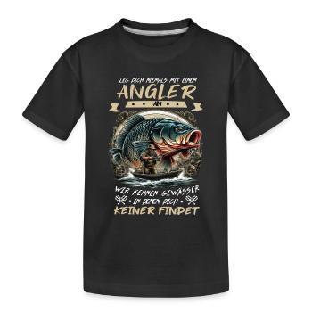 Never mess with a fisherman! - Kids' Premium Organic T-Shirt - black - Front