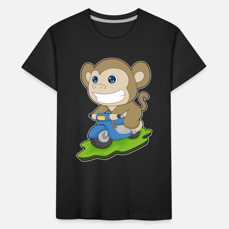Affe Motorroller Kinder Premium Bio T-Shirt