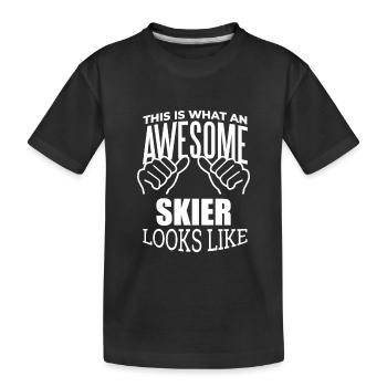 Skiing Skiing Skiing - Kids' Premium Organic T-Shirt - black - Front