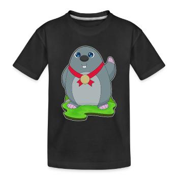 Maulwurf Medaille - Kinder Premium Bio T-Shirt - Schwarz - Vorne