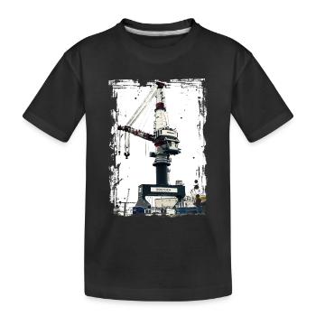 Rostock Port Liebherrr Crane - Kids' Premium Organic T-Shirt - black - Front