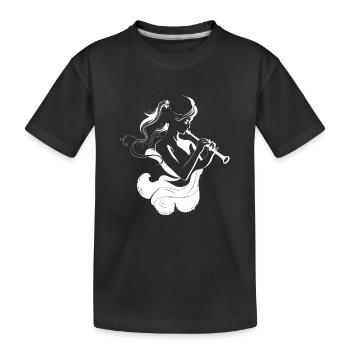 Flötenspielerin Skizze - Kinder Premium Bio T-Shirt - Schwarz - Vorne