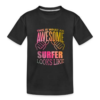 Surfing - Kids' Premium Organic T-Shirt - black - Front