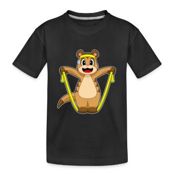 Erdmännchen Seilspringen Springseil Fitness - Kinder Premium Bio T-Shirt - Schwarz - Vorne