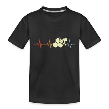 Vintage Honigbiene Herzschlag - Kinder Premium Bio T-Shirt - Schwarz - Vorne