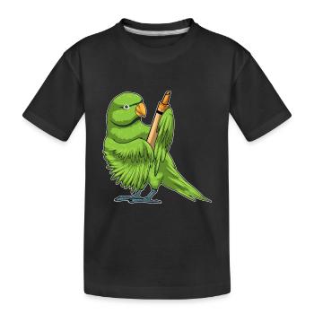 Parrot Student Crayon School - Kids' Premium Organic T-Shirt - black - Front
