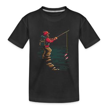Fishing Pixel Graphic - Kids' Premium Organic T-Shirt - black - Front