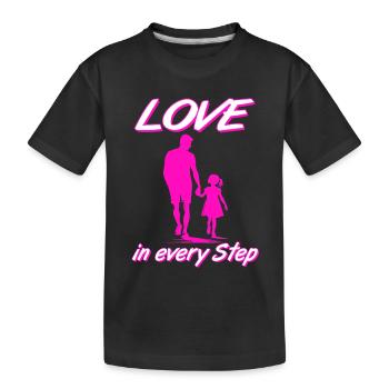Love in Every Step Father Daughter Pink Silhouette - Kids' Premium Organic T-Shirt - black - Front