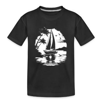 Sailing Drawing - Kids' Premium Organic T-Shirt - black - Front