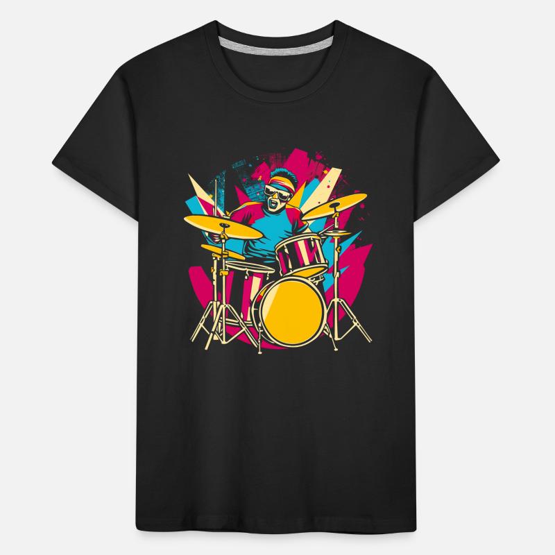Drummer Synthwave Kids' Premium Organic T-Shirt