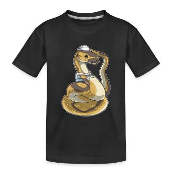 Schlange Seemann Seemannsmütze - Kinder Premium Bio T-Shirt - Schwarz - Vorne