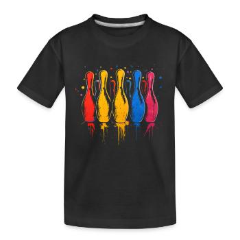 Bowling Farbkleckse - Kinder Premium Bio T-Shirt - Schwarz - Vorne