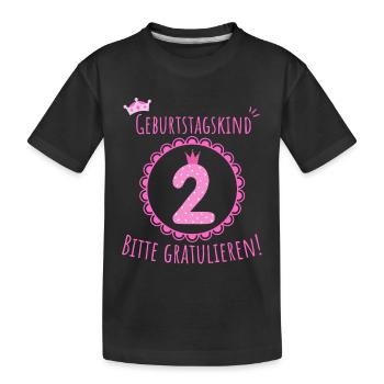 Geburtstagskind 2 Königlich Gratuliert - Kinder Premium Bio T-Shirt - Schwarz - Vorne