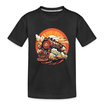 Train Comic Look - Kids' Premium Organic T-Shirt - black - Front