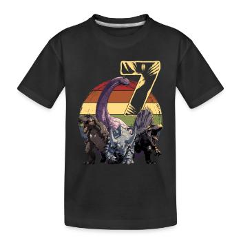 Cool dinosaure 7 ans 7e cadeau d’anniversaire - T-shirt bio Premium Enfant - noir - Devant