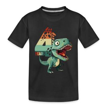 T-Rex Tyrannosaurus 4 ans 4e anniversaire Cadeau - T-shirt bio Premium Enfant - noir - Devant