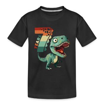 T-Rex Tyrannosaurus 7 ans 7e anniversaire - T-shirt bio Premium Enfant - noir - Devant