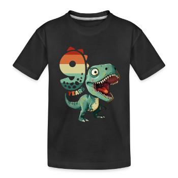 T-Rex Tyrannosaurus 9 ans 9e anniversaire - T-shirt bio Premium Enfant - noir - Devant