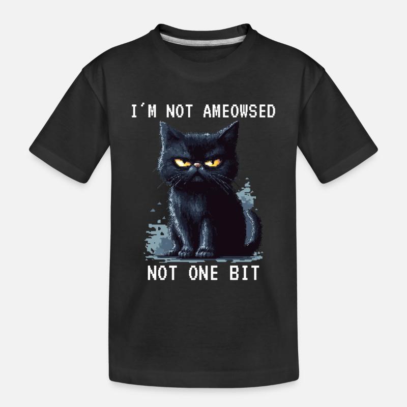I'm Not Ameowsed Schwarze Katze Pixelart Pixel - Kinder Premium Bio T-Shirt - Schwarz