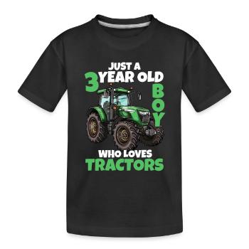 Traktor 3. Geburtstag Junge 3 Jahre Geschenk - Kinder Premium Bio T-Shirt - Schwarz - Vorne