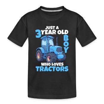 3 Jahre Traktor Junge 3. Geburtstag Geschenk - Kinder Premium Bio T-Shirt - Schwarz - Vorne