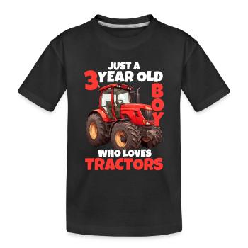 Traktor 3 Jahre 3. Geburtstag Junge Geschenk - Kinder Premium Bio T-Shirt - Schwarz - Vorne