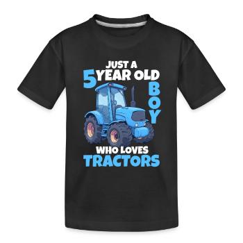 tracteur 5 ans garçon 5ème cadeau d’anniversaire - T-shirt bio Premium Enfant - noir - Devant