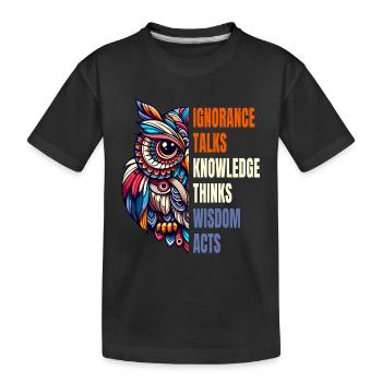 Abstrait hibou philosophie sagesse connaissance dire - T-shirt bio Premium Enfant - noir - Devant