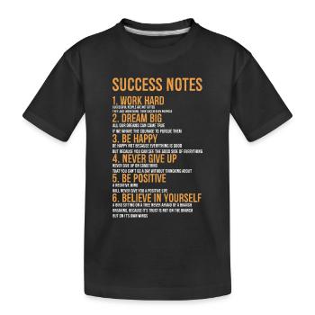 Success Notes - Kids' Premium Organic T-Shirt - black - Front