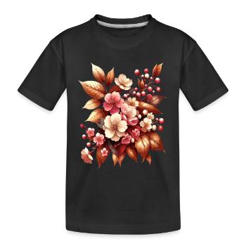 Boho Bouquet Autumn Blossom Magic - Kids' Premium Organic T-Shirt - black - Front