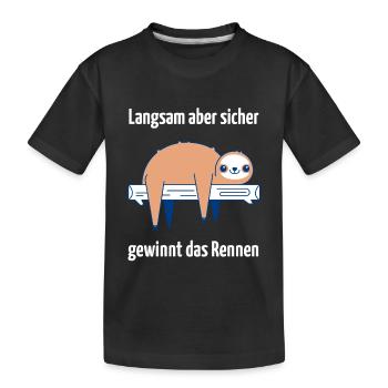 Entspannte Faultier-Stimmung - Kinder Premium Bio T-Shirt - Schwarz - Vorne