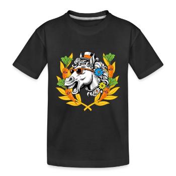 Pferd Pferdekopf Pferde Sieger Siegen Lorbeerkranz - Kinder Premium Bio T-Shirt - Schwarz - Vorne