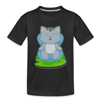 Katze Sessel - Kinder Premium Bio T-Shirt - Schwarz - Vorne