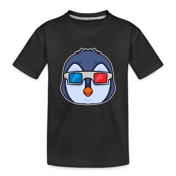 Pinguin 3D Brille Kino - Kinder Premium Bio T-Shirt - Schwarz - Vorne