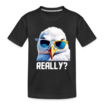 Really - Seagull with sunglasses - Kids' Premium Organic T-Shirt - black - Front