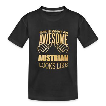 Austria - Kids' Premium Organic T-Shirt - black - Front