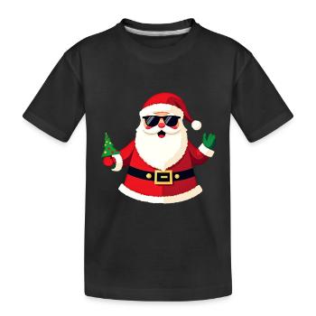 Cool Santa with Sunglasses Fun Christmas Holiday - Kids' Premium Organic T-Shirt - black - Front