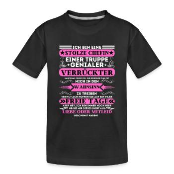 FIER PATRON D’UNE TROUPE DE FOUS INGÉNIEUX - T-shirt bio Premium Enfant - noir - Devant