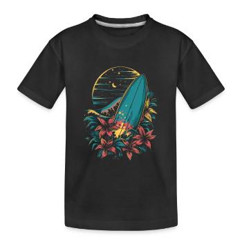 Surfbrett Cartoon - Kinder Premium Bio T-Shirt - Schwarz - Vorne