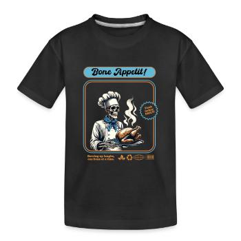 Skeleton Turkey Cook - Kids' Premium Organic T-Shirt - black - Front