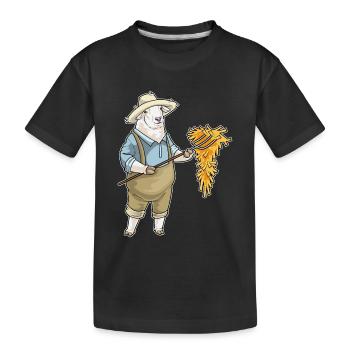 Schaf Landwirt Stroh Bauernhof - Kinder Premium Bio T-Shirt - Schwarz - Vorne