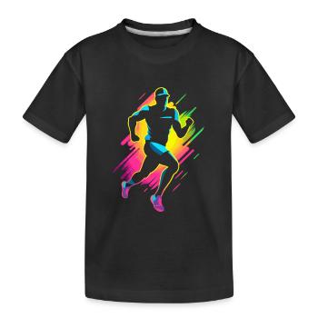 Marathon Läufer Comic Look - Kinder Premium Bio T-Shirt - Schwarz - Vorne