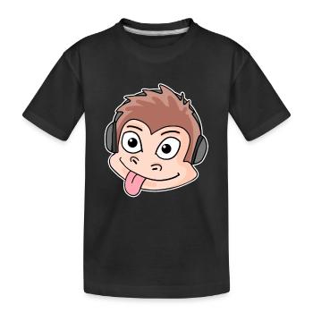 tête de singe animal casque musique - T-shirt bio Premium Enfant - noir - Devant