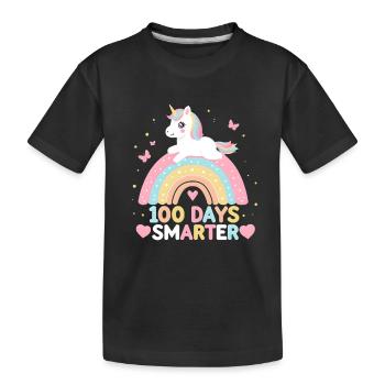 100 Tage schlauere Regenbogen Einhorn Mädchen - Kinder Premium Bio T-Shirt - Schwarz - Vorne