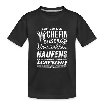 Chefin dieses Verrückten Haufens Chefin Geschenke - Kinder Premium Bio T-Shirt - Schwarz - Vorne