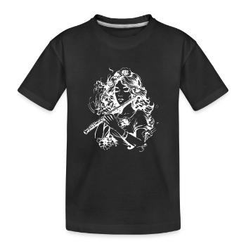 Flöte Mädchen Zeichnung - Kinder Premium Bio T-Shirt - Schwarz - Vorne