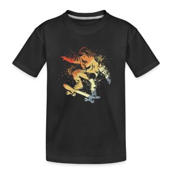 Skater Skizze Retro Style - Kinder Premium Bio T-Shirt - Schwarz - Vorne