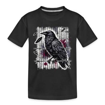 Corbeau sur fil de fer barbelé - Gothic Dark Art - T-shirt bio Premium Enfant - noir - Devant