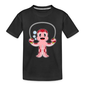 Krake Seilspringen Springseil Fitness - Kinder Premium Bio T-Shirt - Schwarz - Vorne