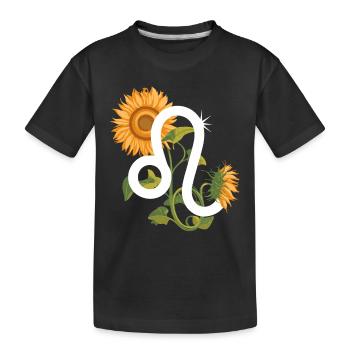 Löwe Sternzeichen - Sonnenblume Astrologie Geschenk - Kinder Premium Bio T-Shirt - Schwarz - Vorne